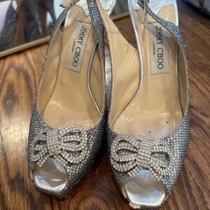 Jimmy Choo glitter heels with bow 37.5